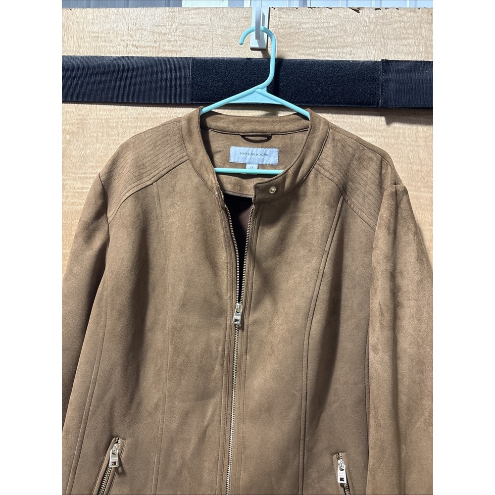 Marc by New York Brown Faux Suede Jacket Size Plus 2X